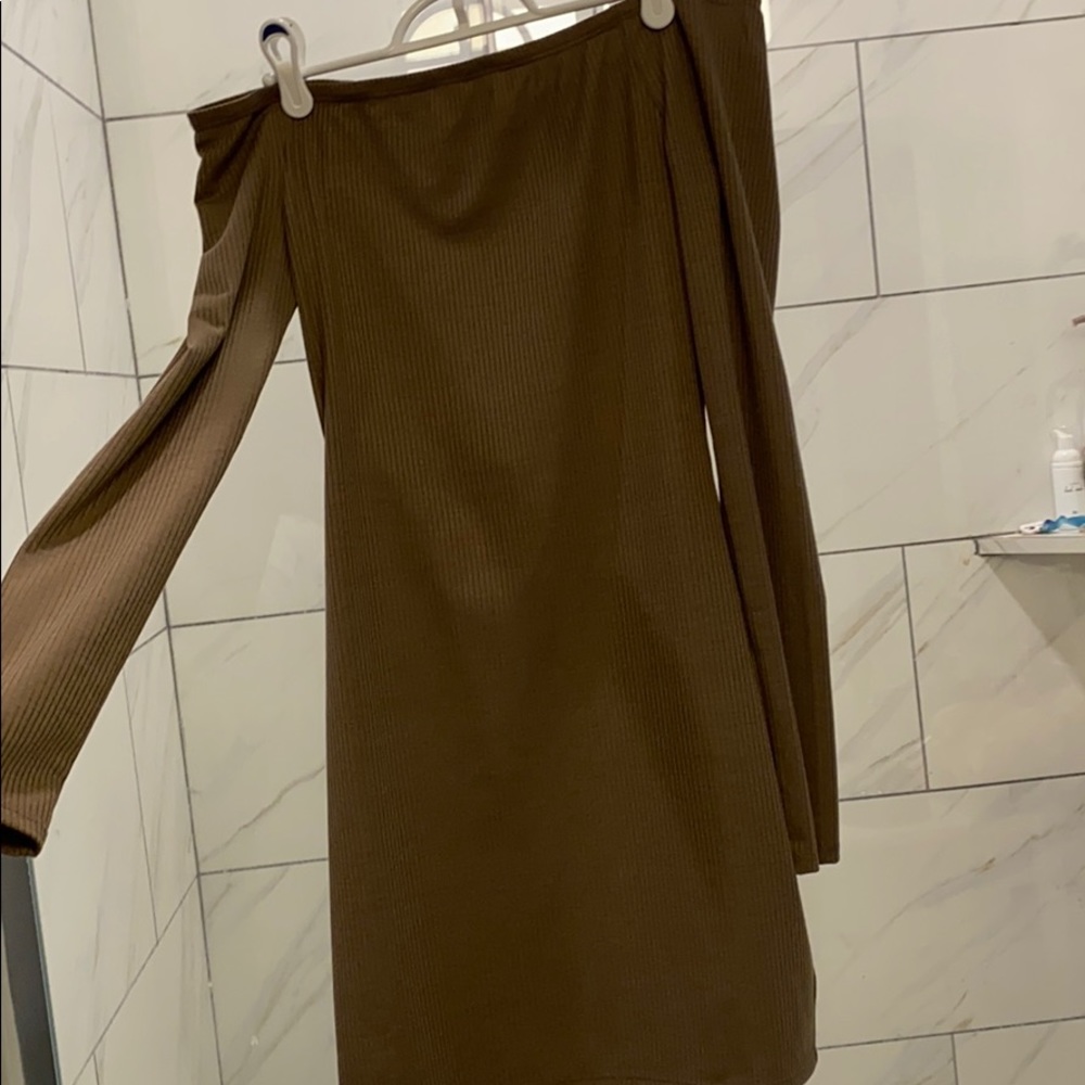 Tight Off the Shoulder Brown Dress